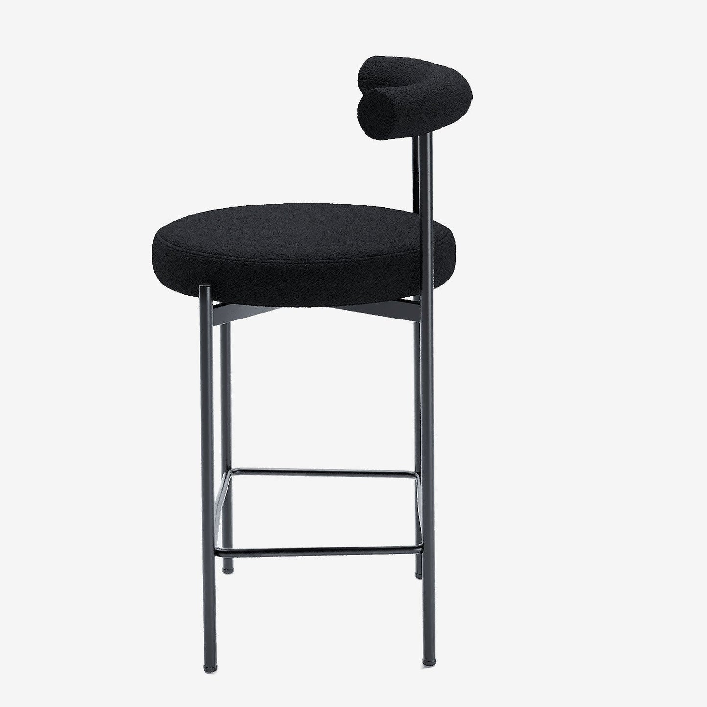 Lot de 2 chaises de bar bouclette grise anthracite Charlotte