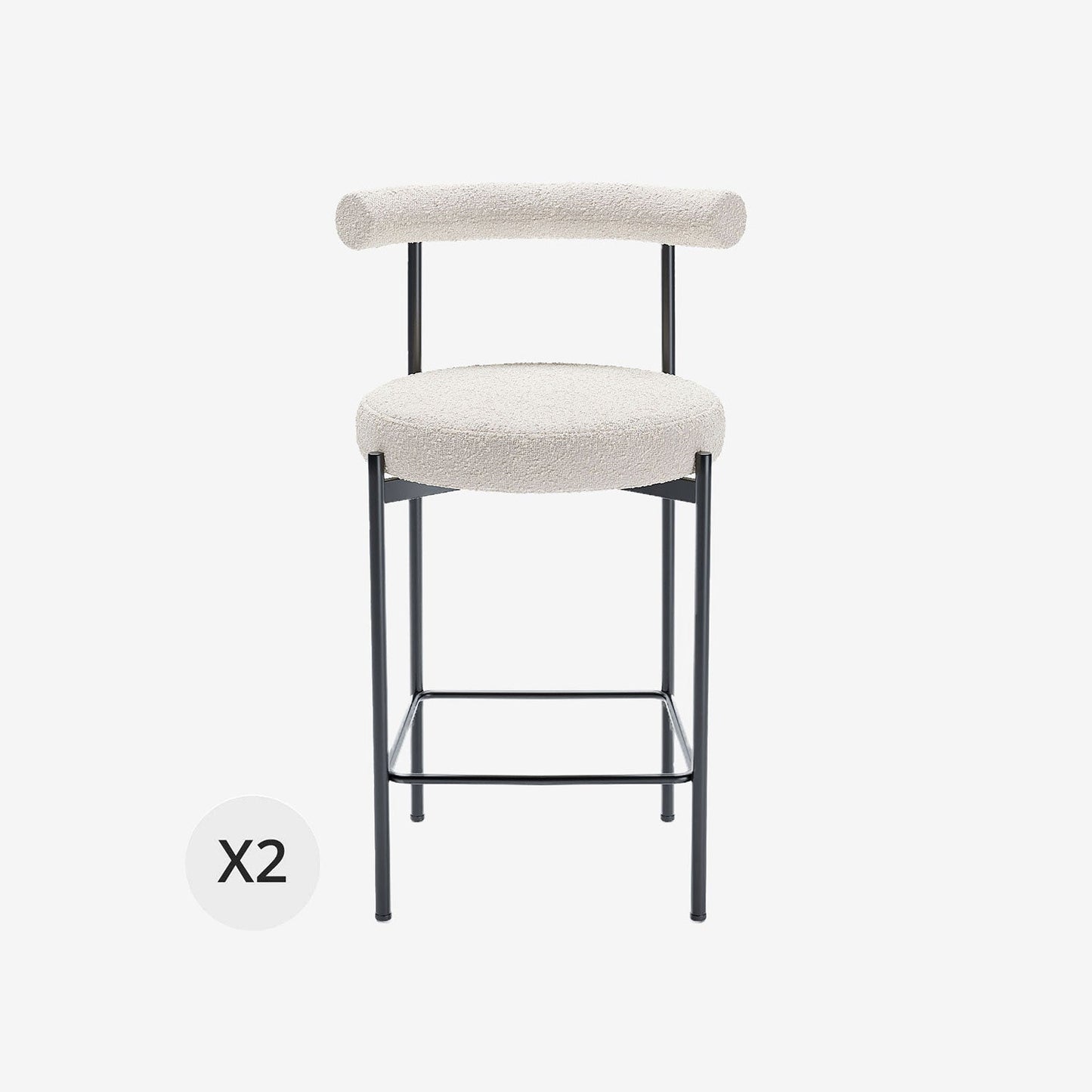 Lot de 2 chaises de bar bouclette blanche Charlotte