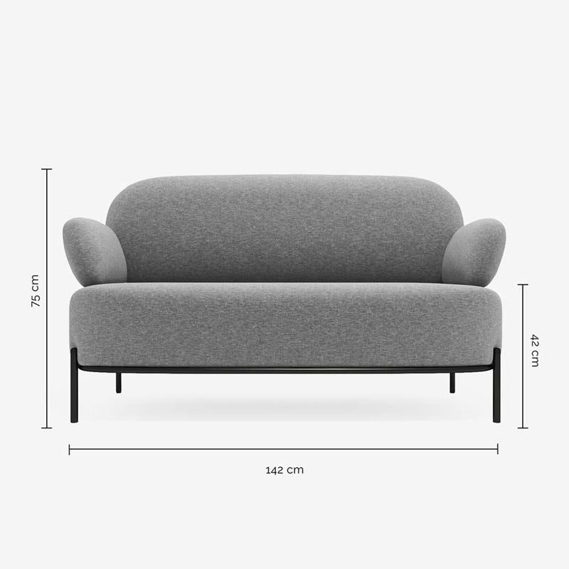 Canapé 2 places design en tissu gris foncé