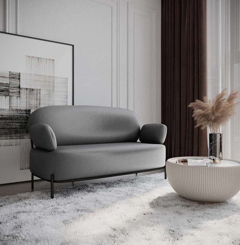 Canapé 2 places design en tissu gris foncé