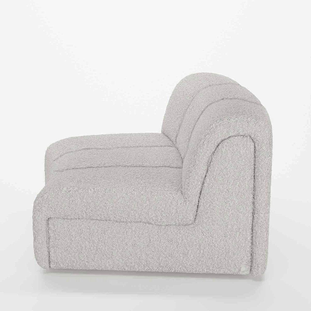 Chauffeuse d'angle pour canapé modulable en tissu bouclette gris-crème Hélène