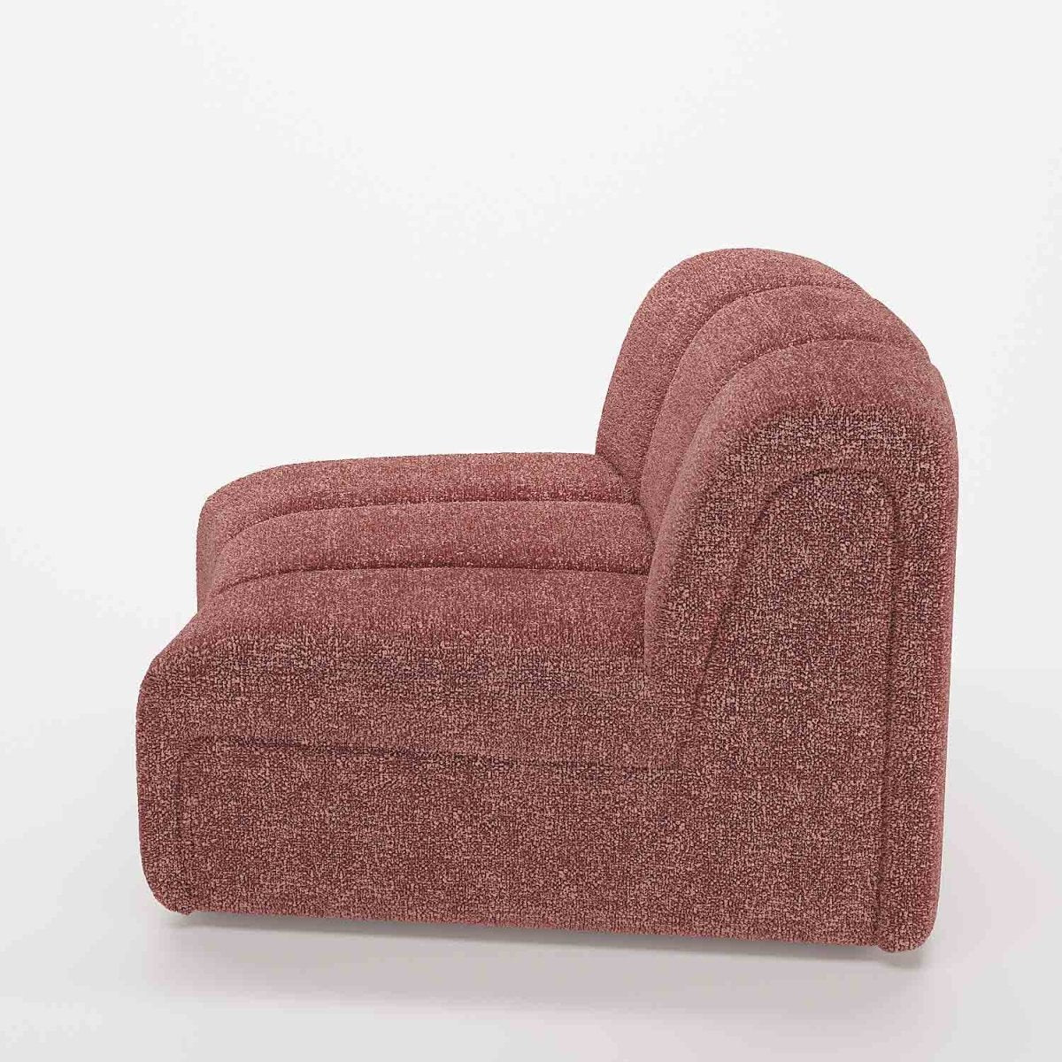 Chauffeuse d'angle pour canapé modulable en tissu bouclette rose Hélène