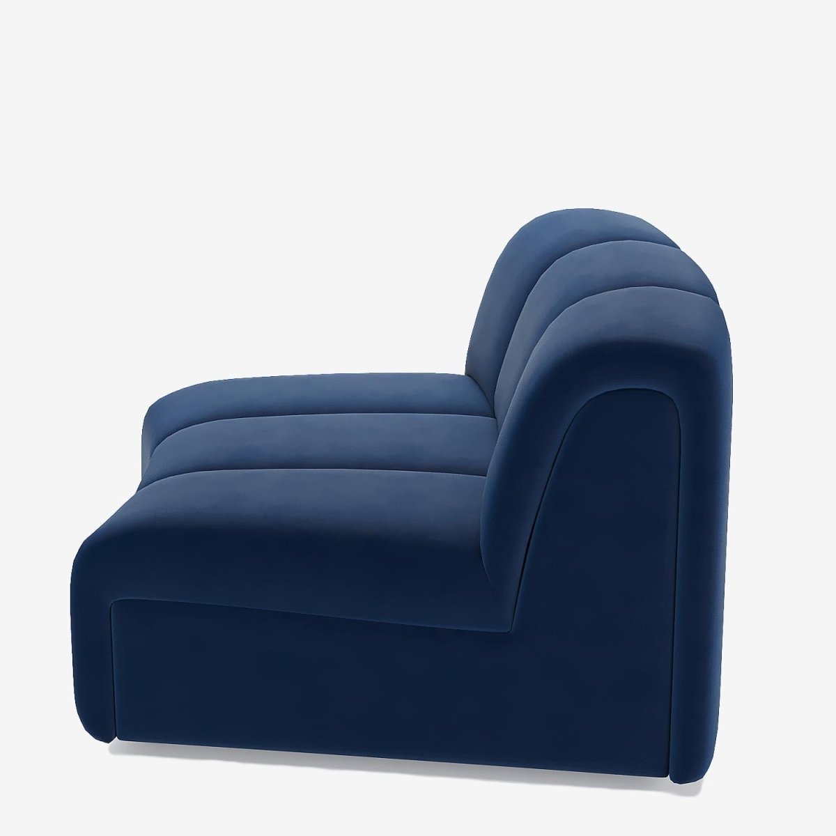 Chauffeuse d'angle pour canapé modulable en velours bleu marine Hélène