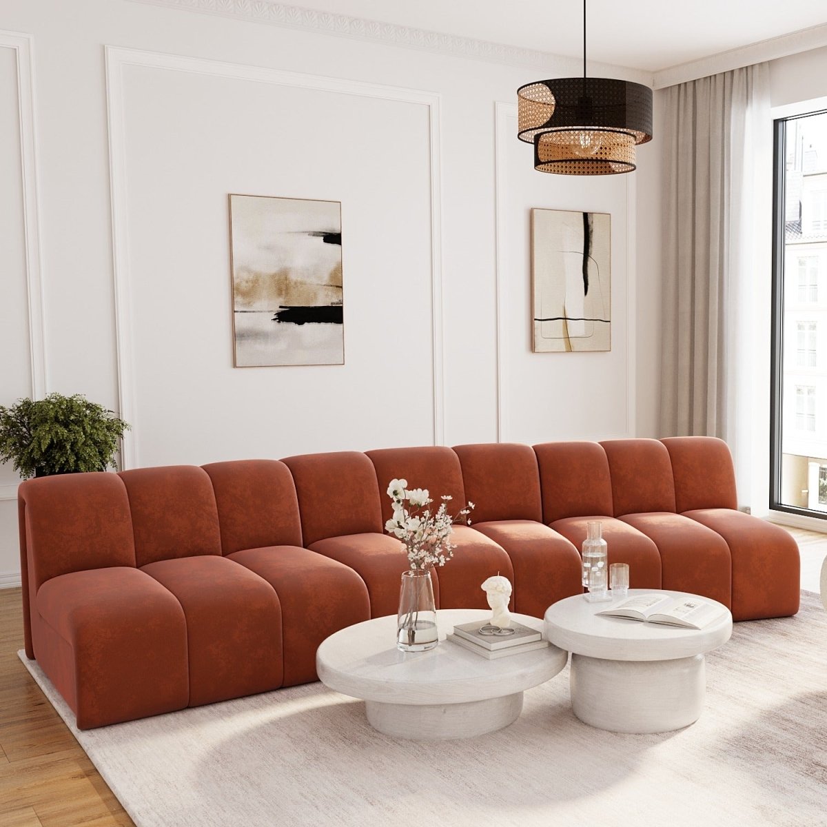 Chauffeuse d'angle pour canapé modulable en velours ocre Hélène