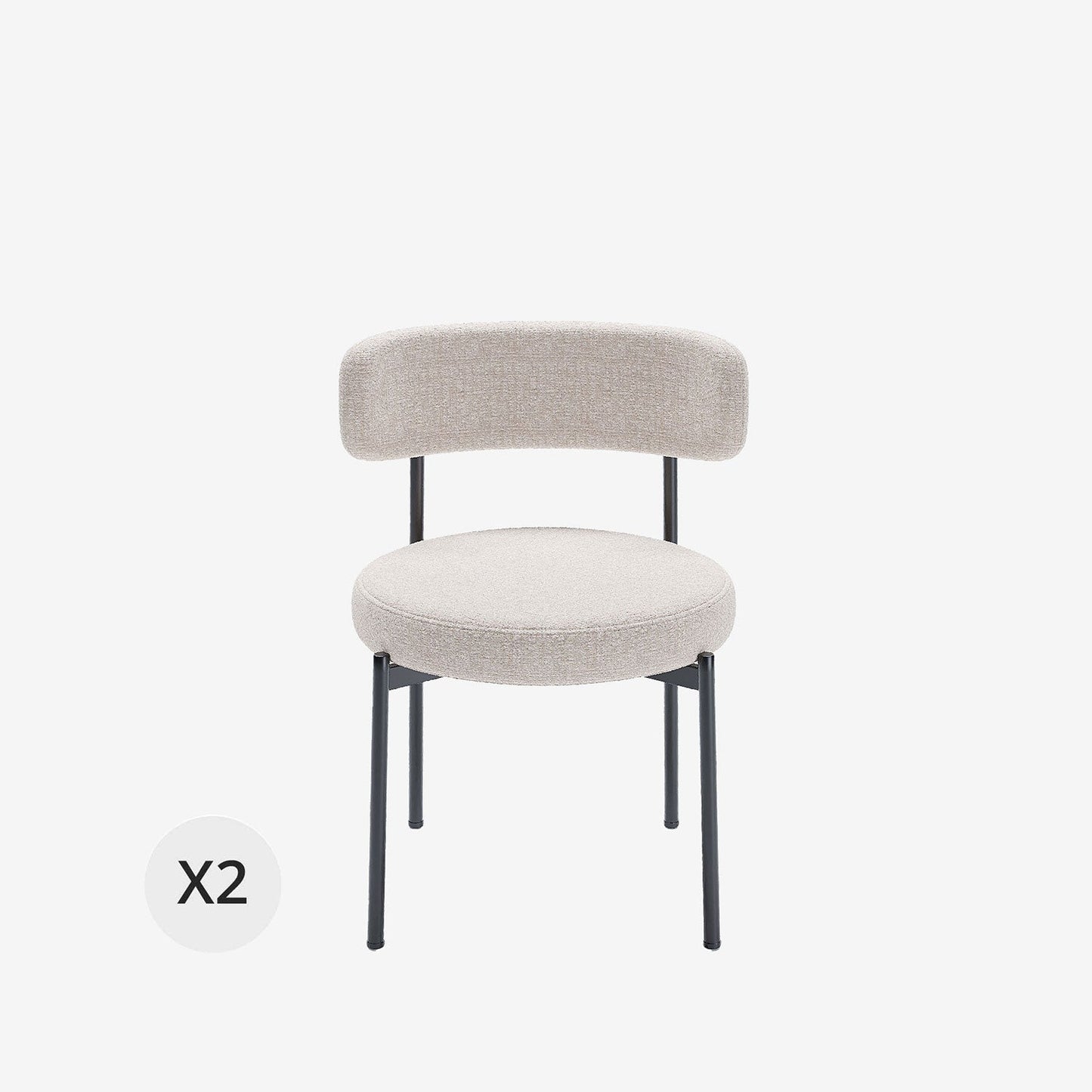 Lot de 2 chaises de table velours crème Scarlett