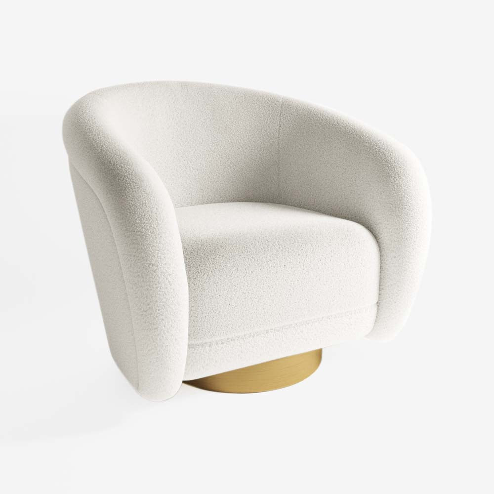 Fauteuil effet laine bouclée et laiton
