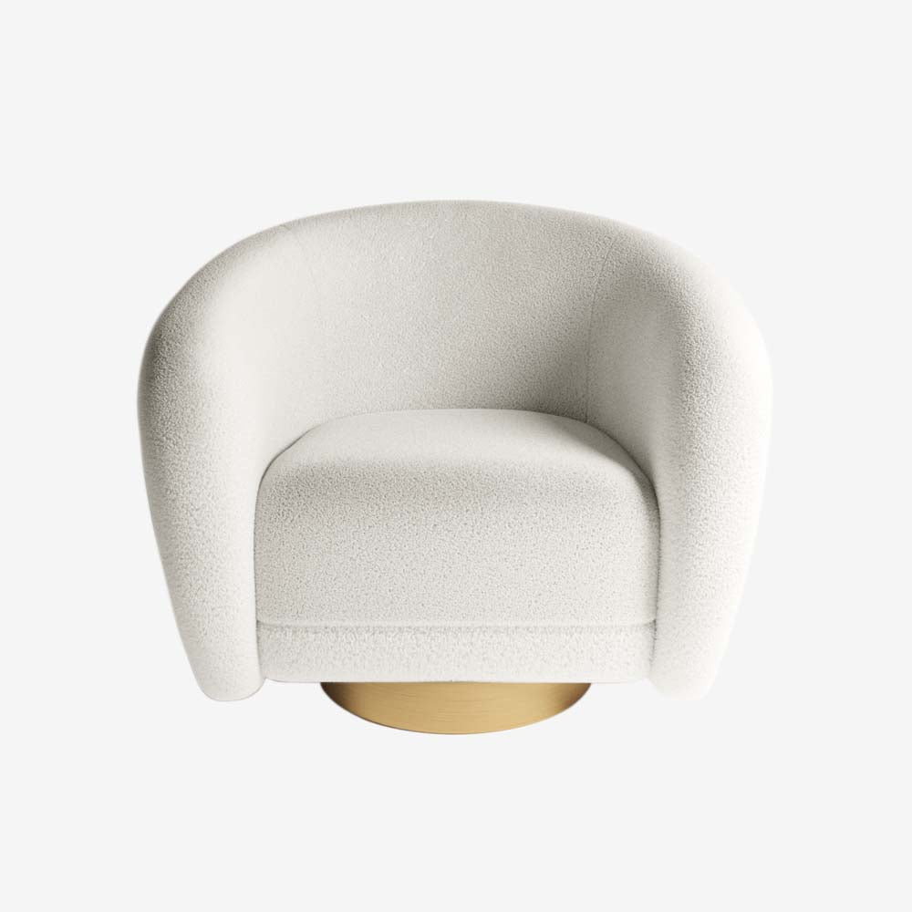 Fauteuil effet laine bouclée et laiton