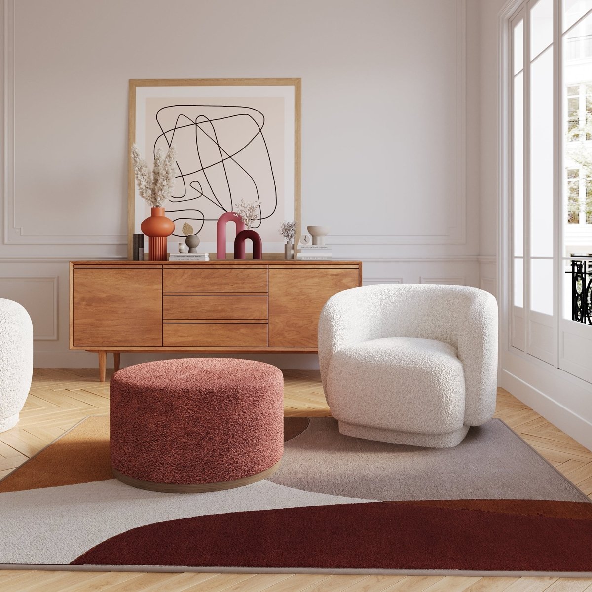 Fauteuil bouclette blanc Victoria