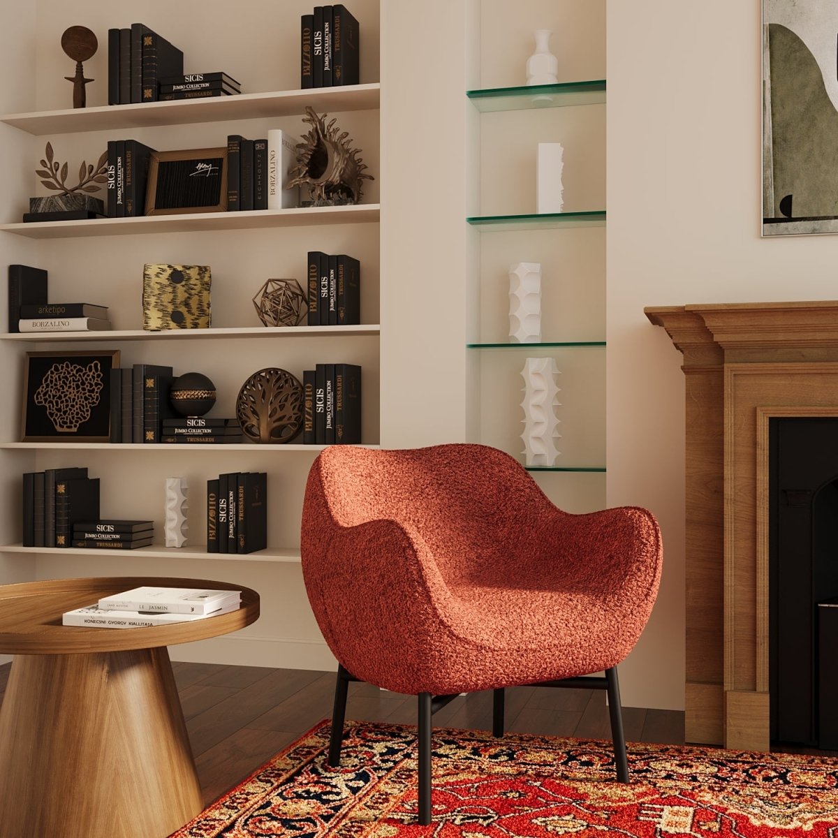 Fauteuil bouclette rose