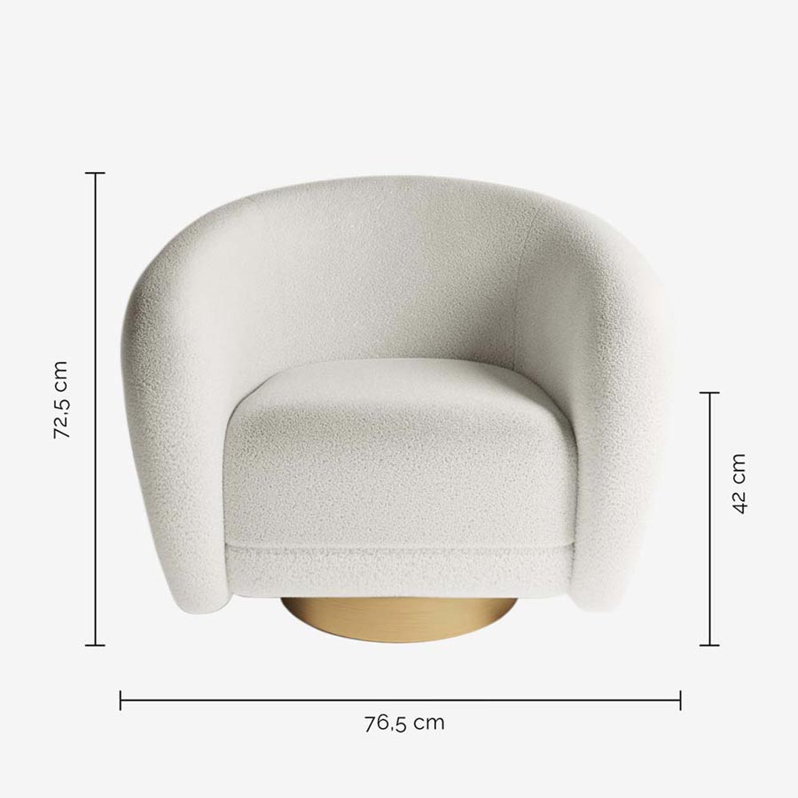 Fauteuil effet laine bouclée et laiton