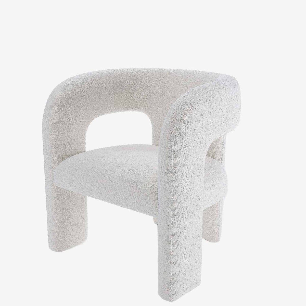 Fauteuil de salle à manger en bouclette blanche
