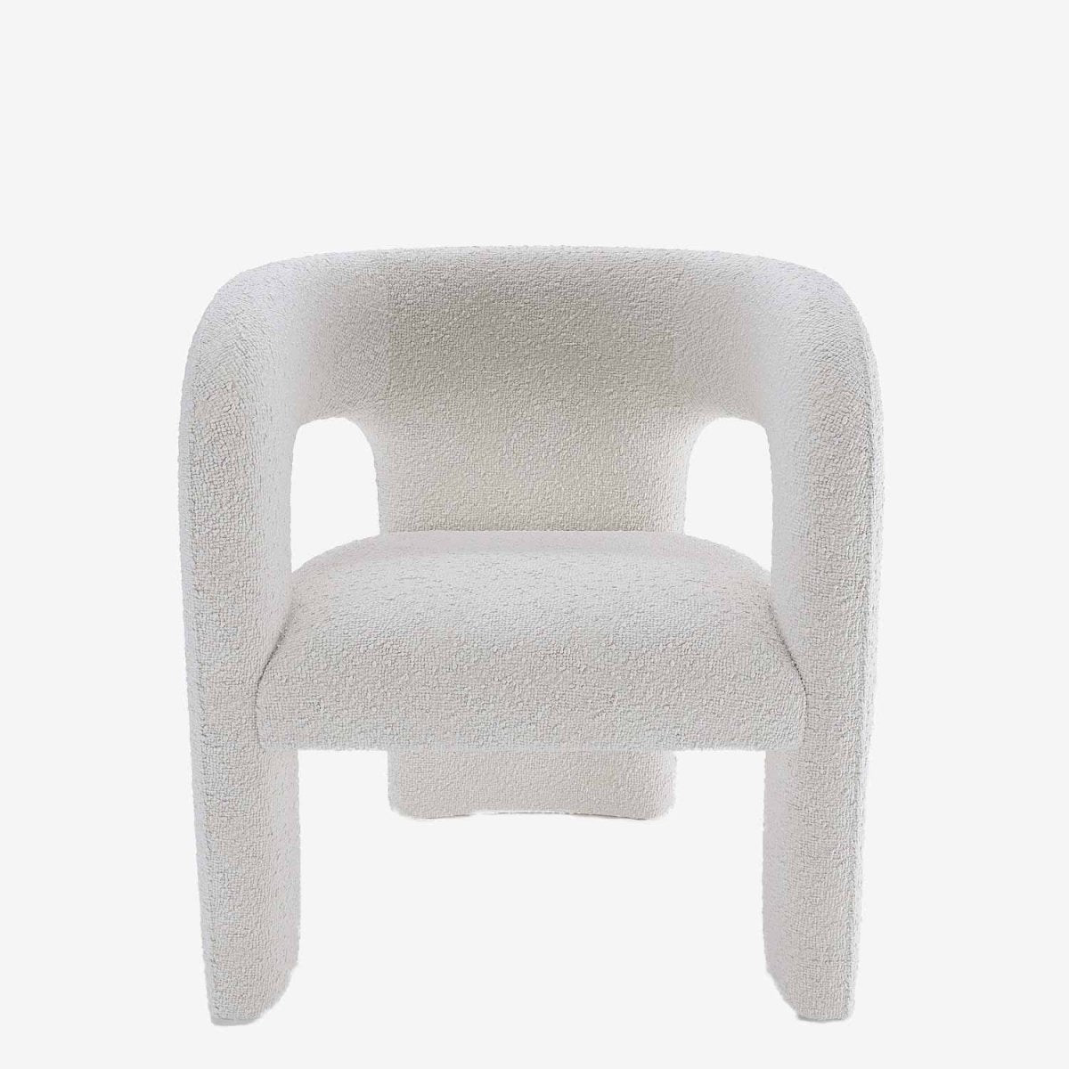Fauteuil de salle à manger en bouclette blanche