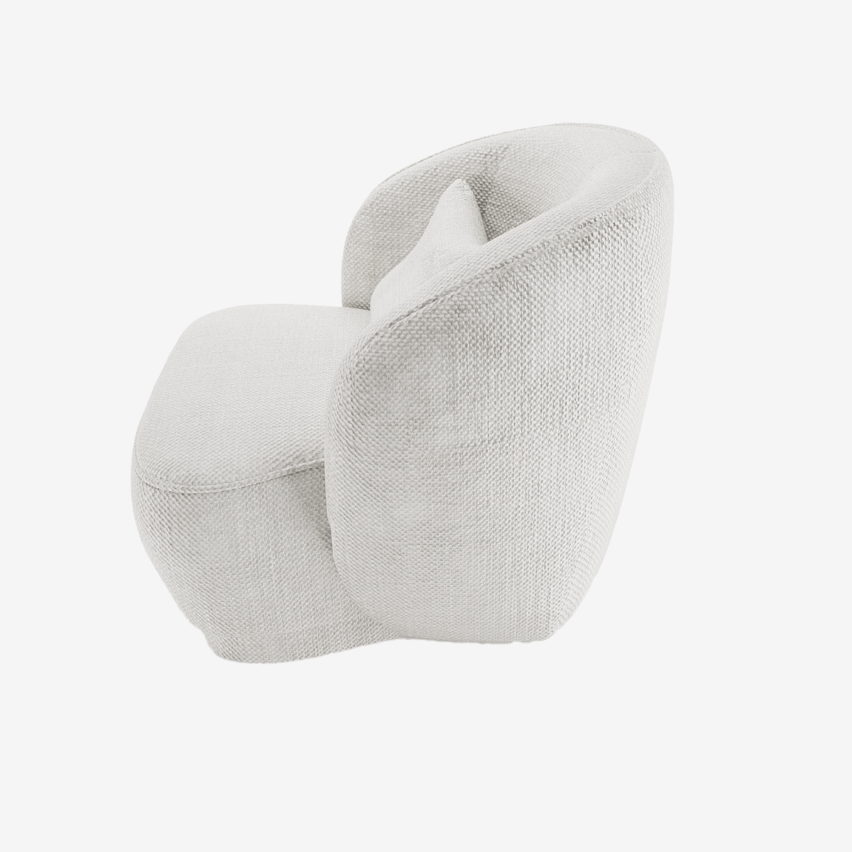 Fauteuil design tissu chenille blanc Pablo