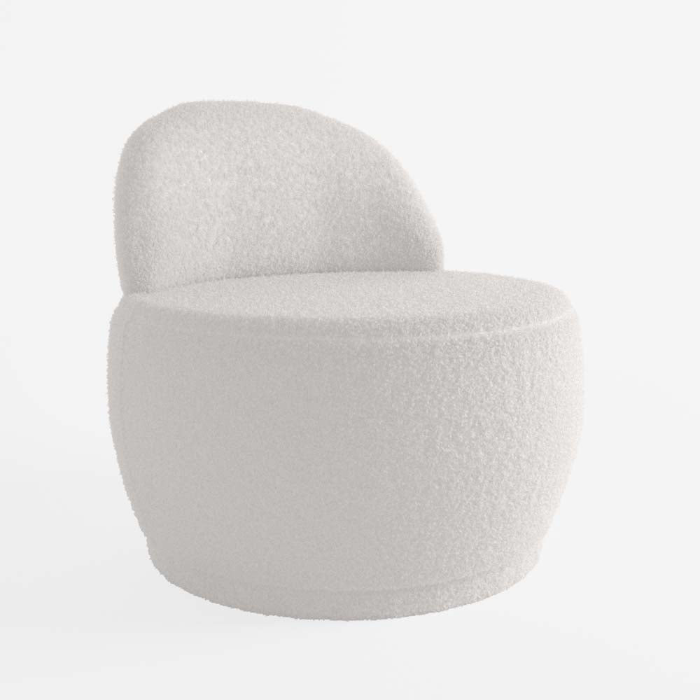 Fauteuil écru en tissu effet laine bouclée
