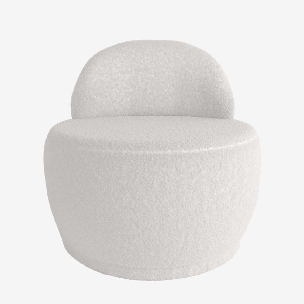 Fauteuil écru en tissu effet laine bouclée
