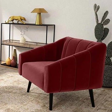 Fauteuil en velours bordeaux