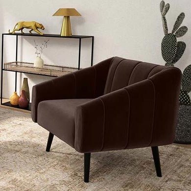 Fauteuil en velours marron