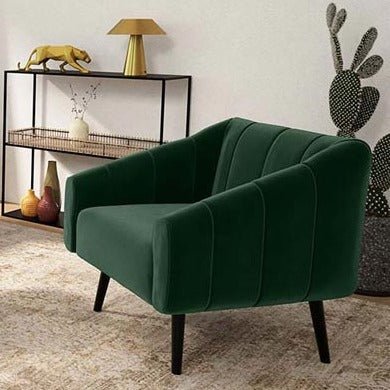 Fauteuil en velours vert sapin