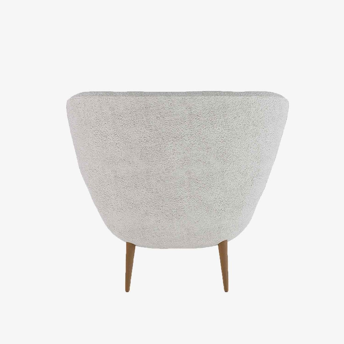 Fauteuil en tissu bouclette gris-crème et bois