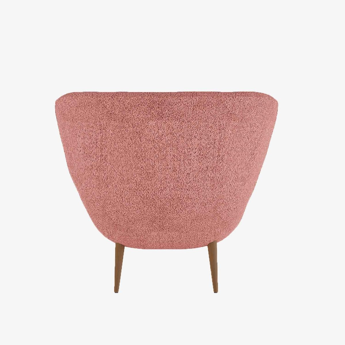 Fauteuil en tissu bouclette rose et bois