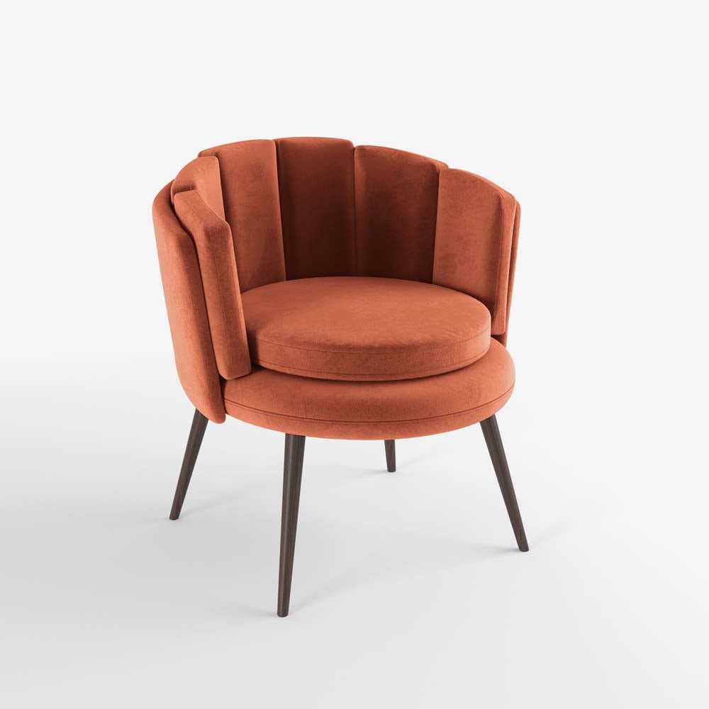 Fauteuil en velours ocre