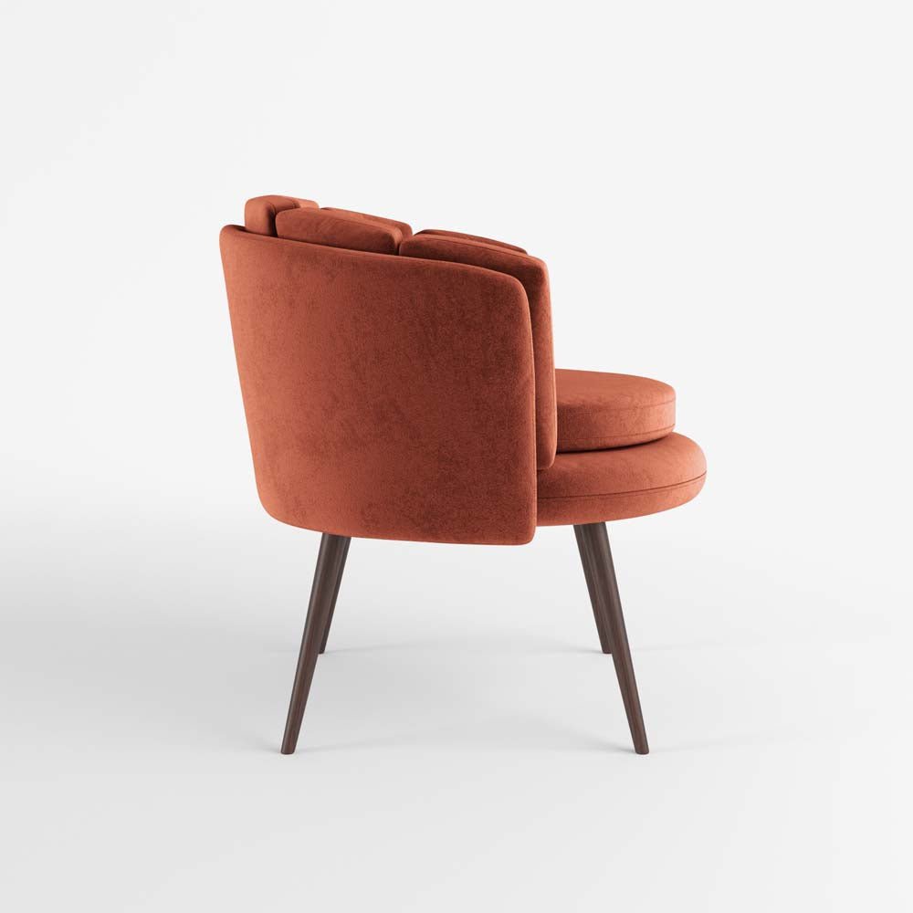Fauteuil en velours ocre