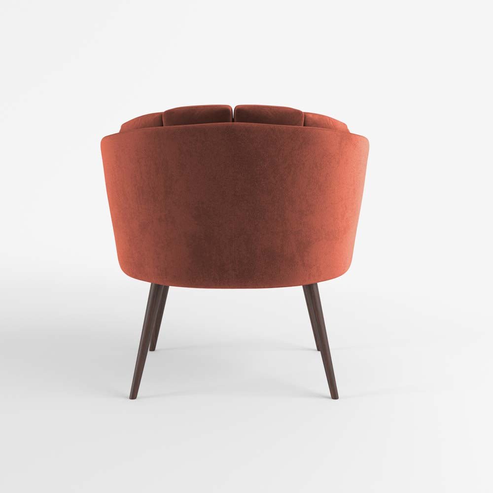 Fauteuil en velours ocre