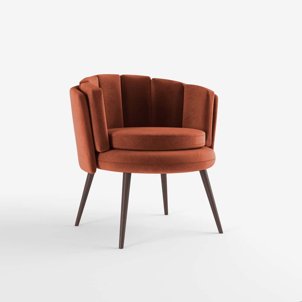 Fauteuil en velours ocre