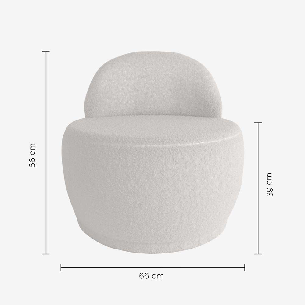Fauteuil écru en tissu effet laine bouclée