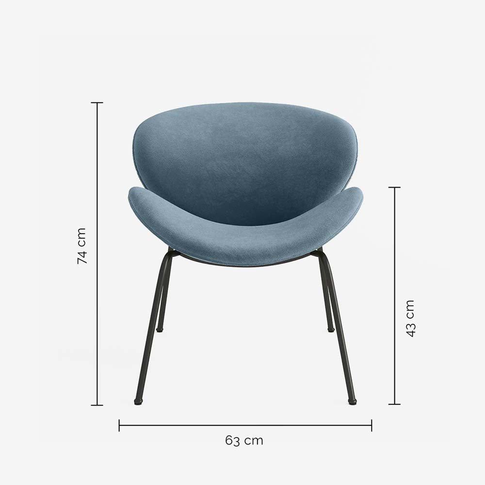 Fauteuil en velours bleu perle