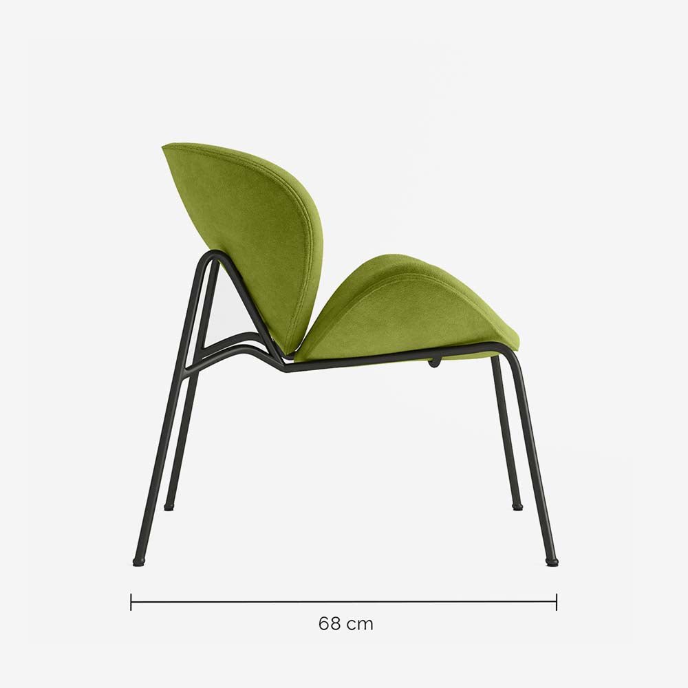 Fauteuil velours vert olive