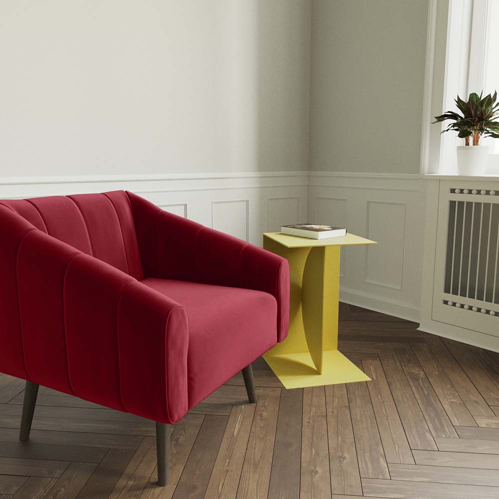 Fauteuil en velours bordeaux