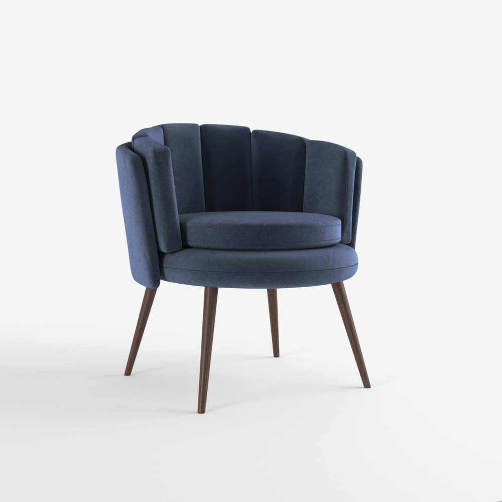 Fauteuil en velours bleu nuit