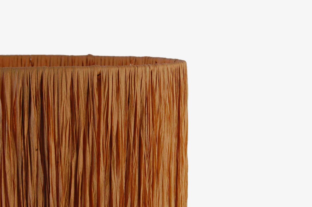 Lampe à poser en terre cuite et raphia