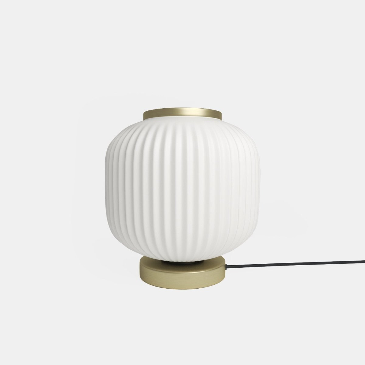 Lampe à poser en verre opaque blanc et métal doré