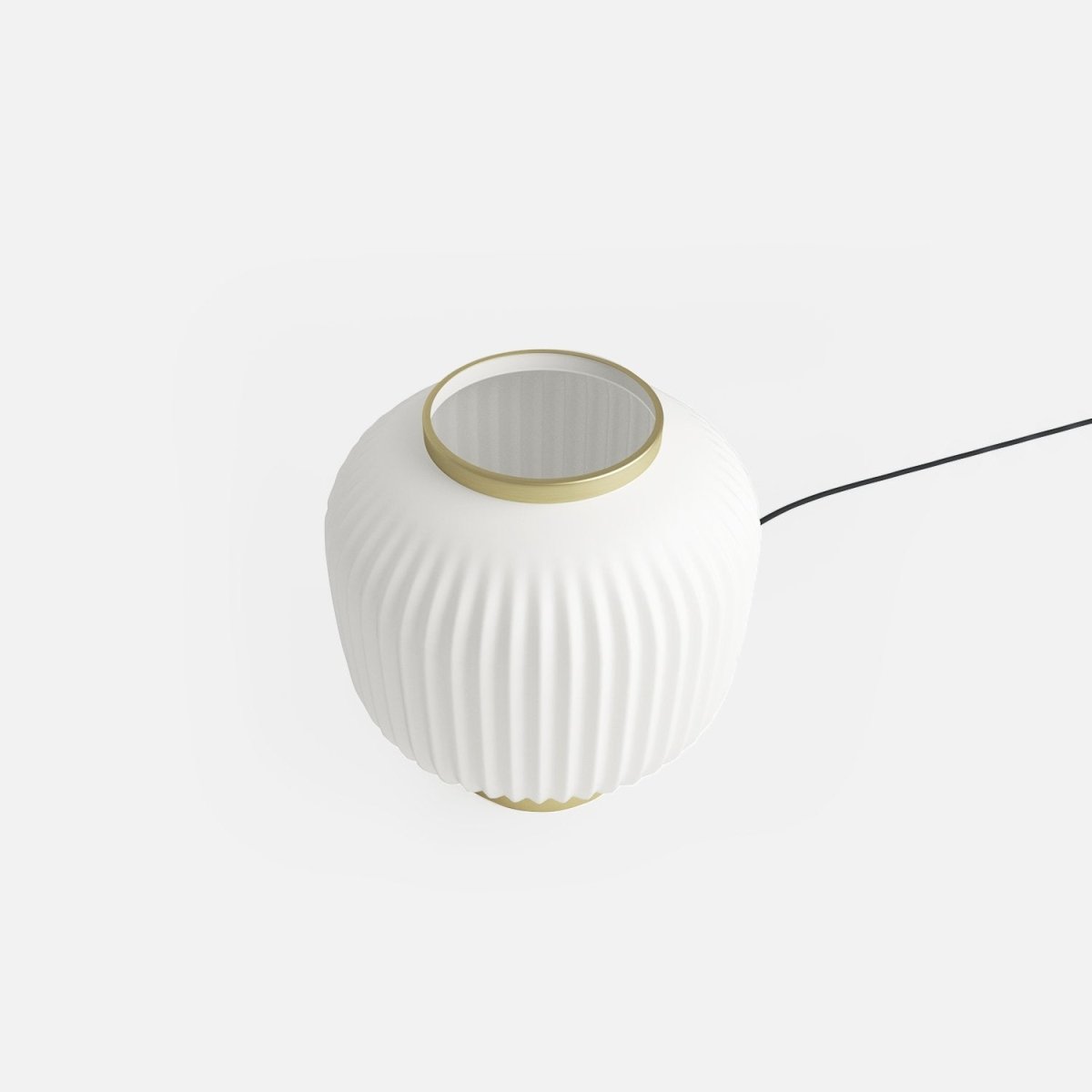 Lampe à poser en verre opaque blanc et métal doré