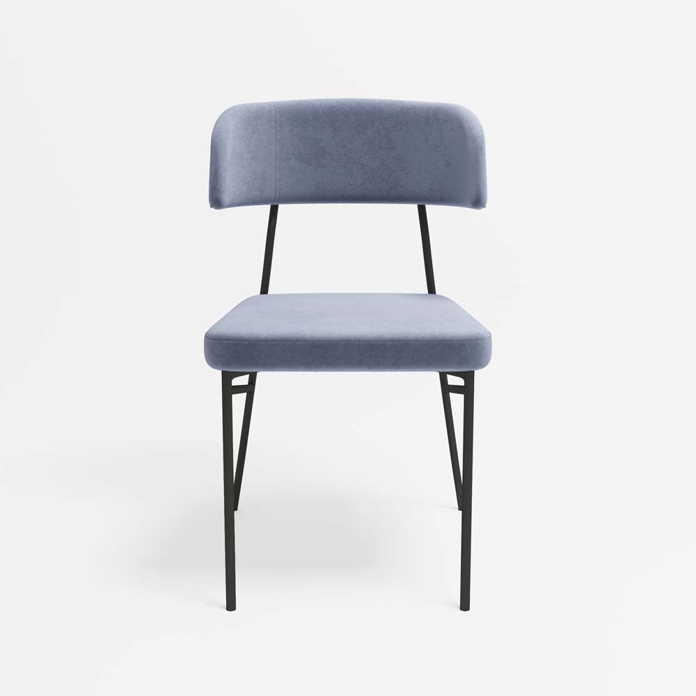 Lot de 2 chaises en velours bleu perle