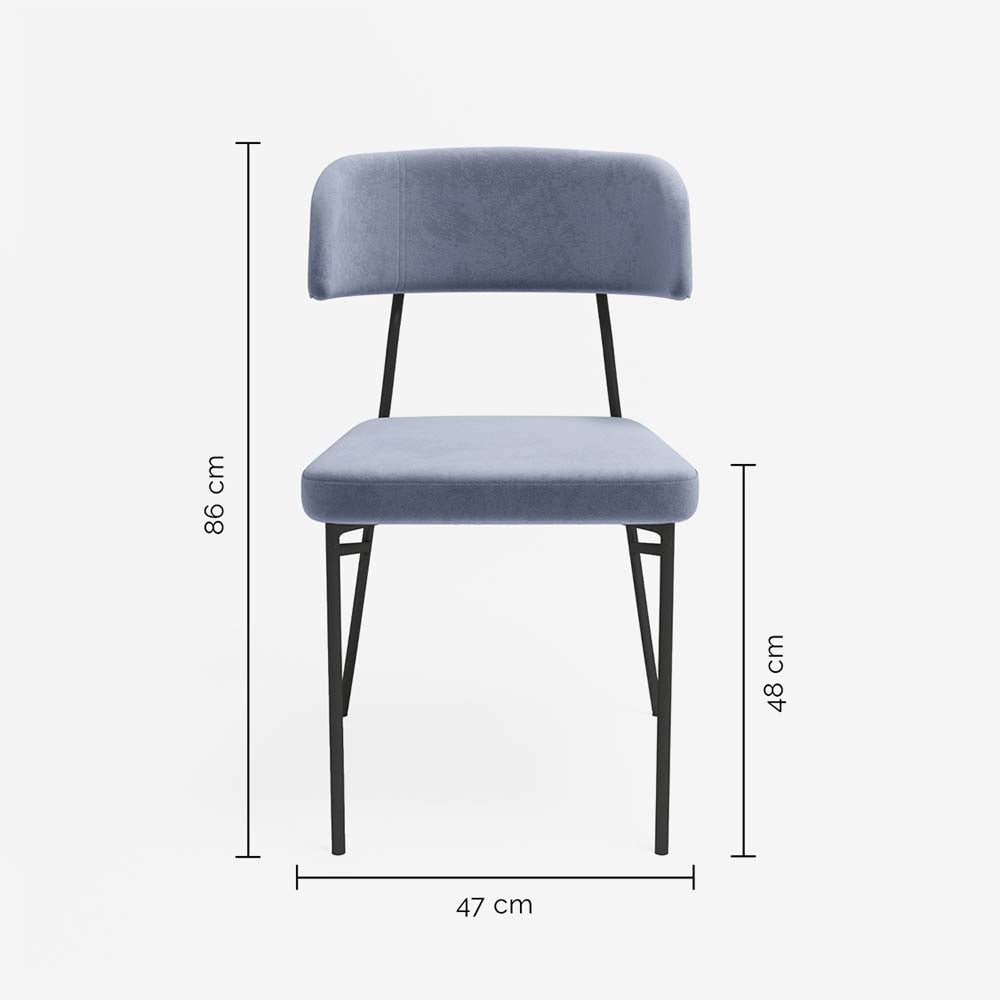 Lot de 2 chaises en velours bleu perle