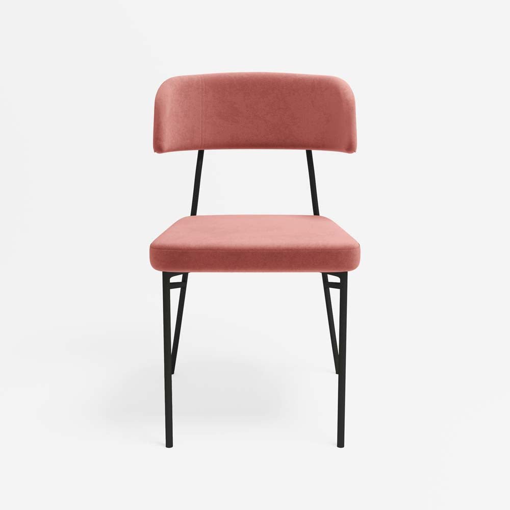 Lot de 2 chaises en velours rose vintage