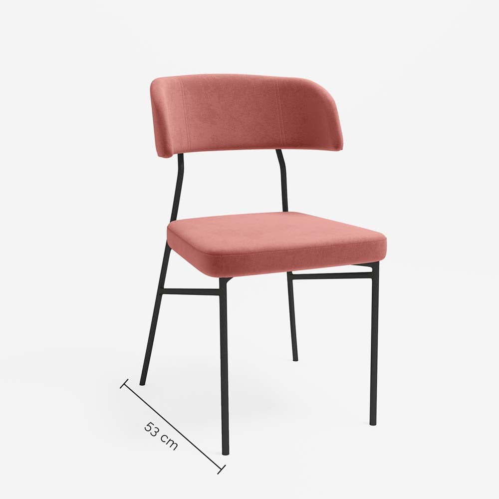 Lot de 2 chaises en velours rose vintage