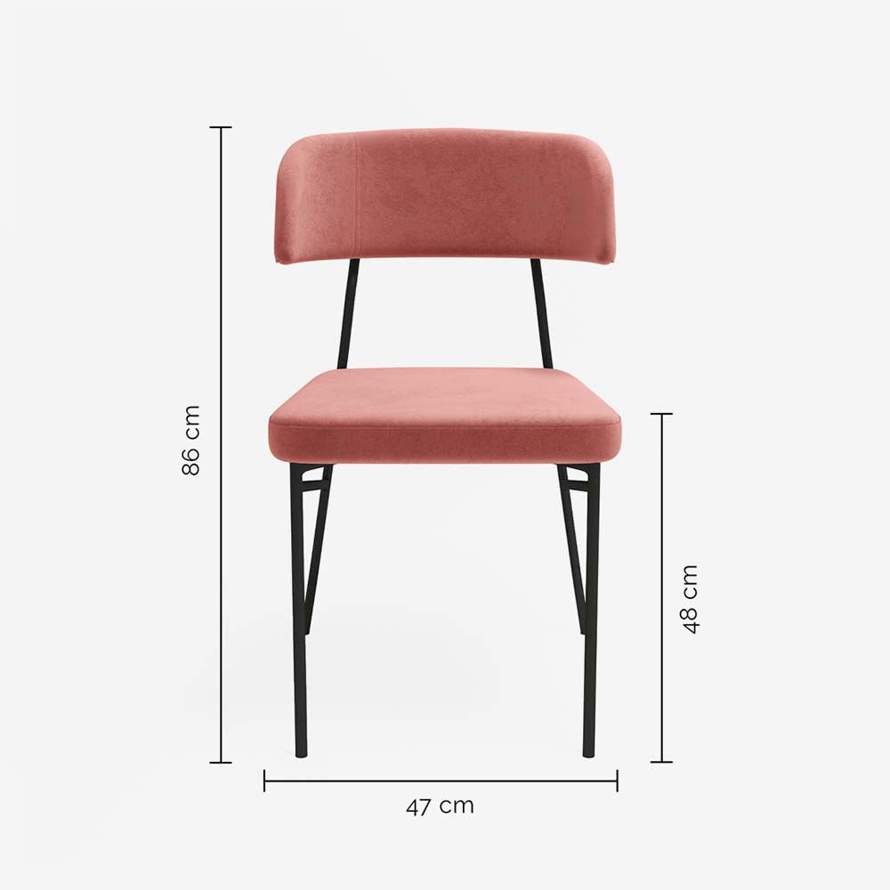 Lot de 2 chaises en velours rose vintage
