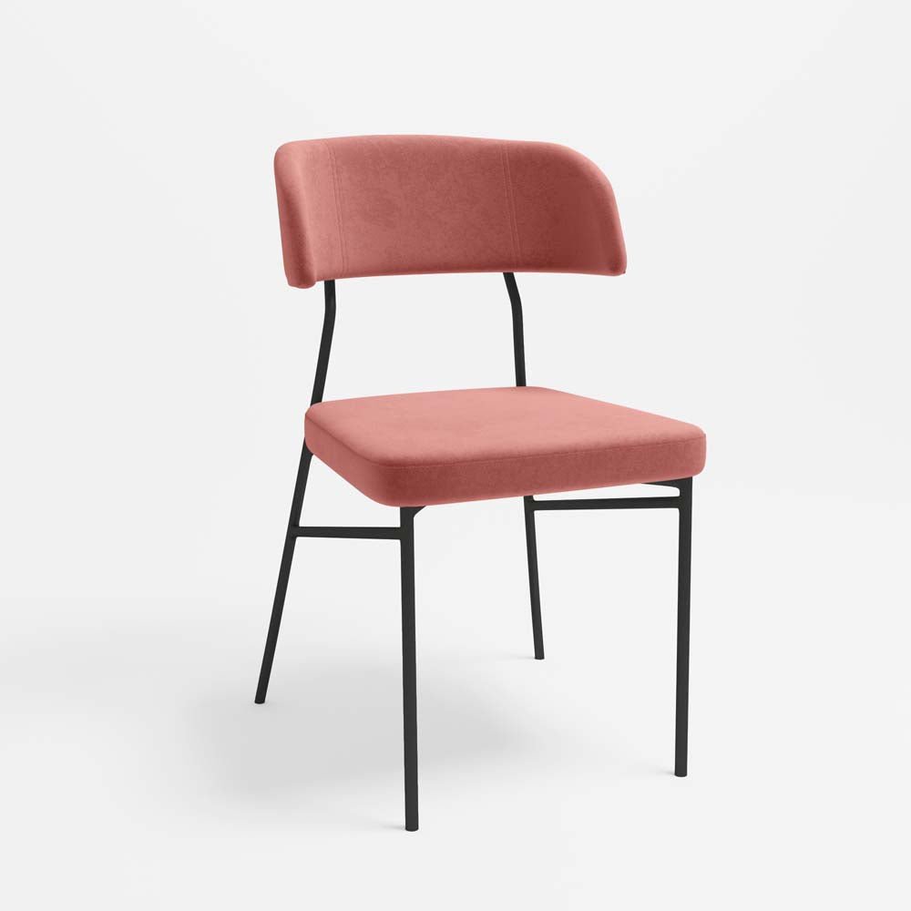 Lot de 2 chaises en velours rose vintage