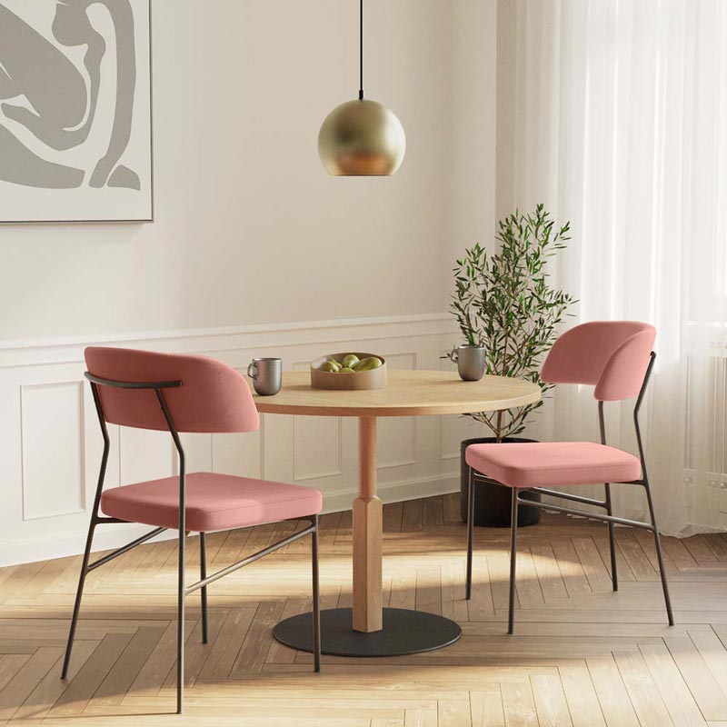 Lot de 2 chaises en velours rose vintage