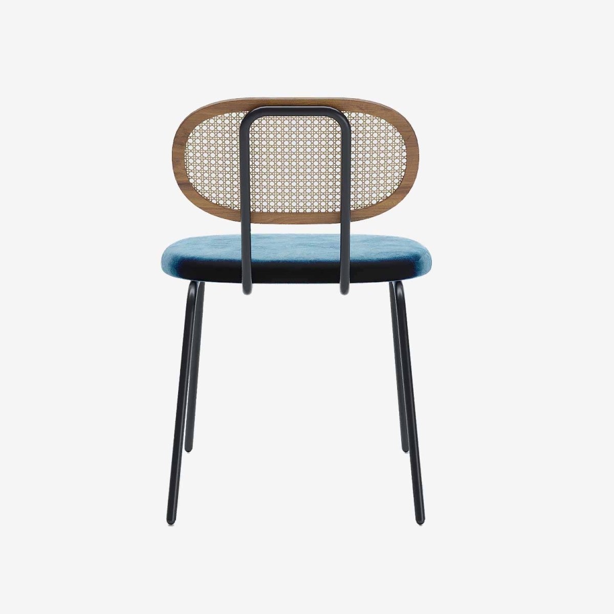 Lot de 2 chaises en rotin et velours bleu Gabrielle