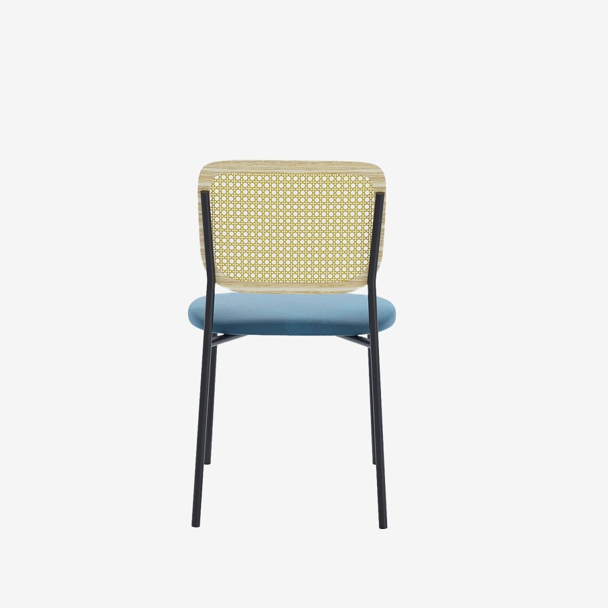 Lot de 2 chaises en rotin et velours bleu Juna
