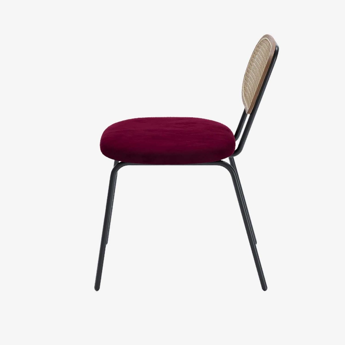 Lot de 2 chaises en rotin et velours bordeaux Gabrielle