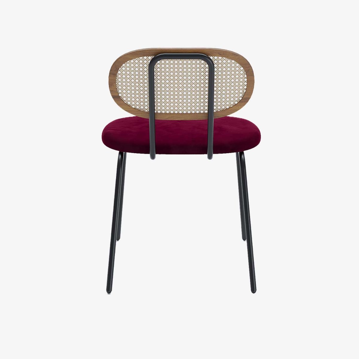 Lot de 2 chaises en rotin et velours bordeaux Gabrielle