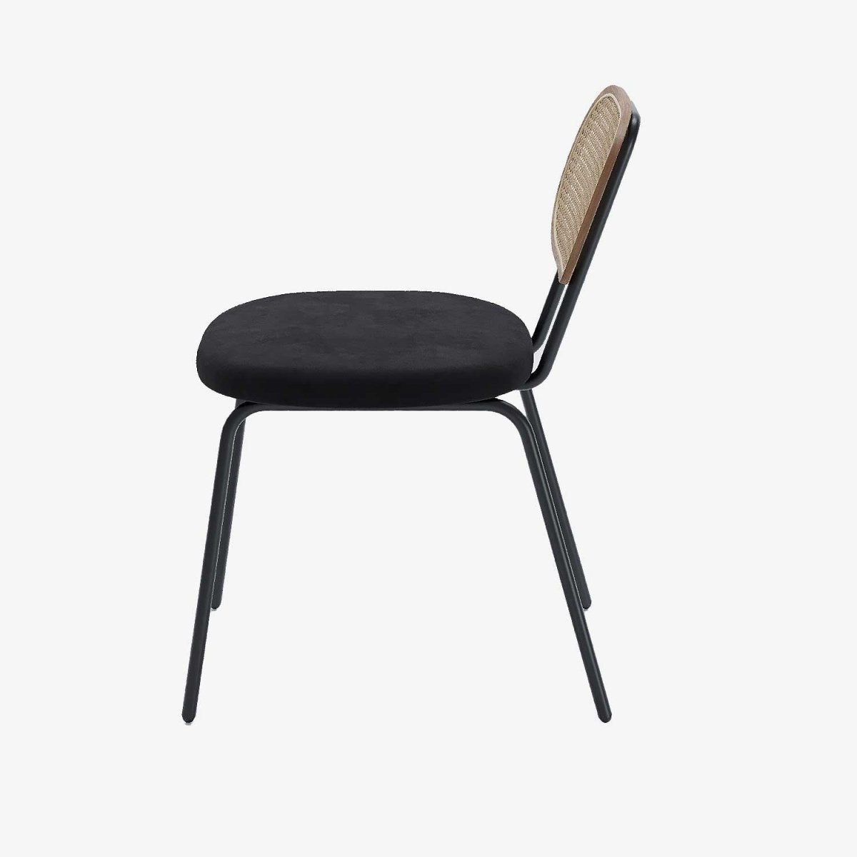 Lot de 2 chaises en rotin et velours noir Gabrielle