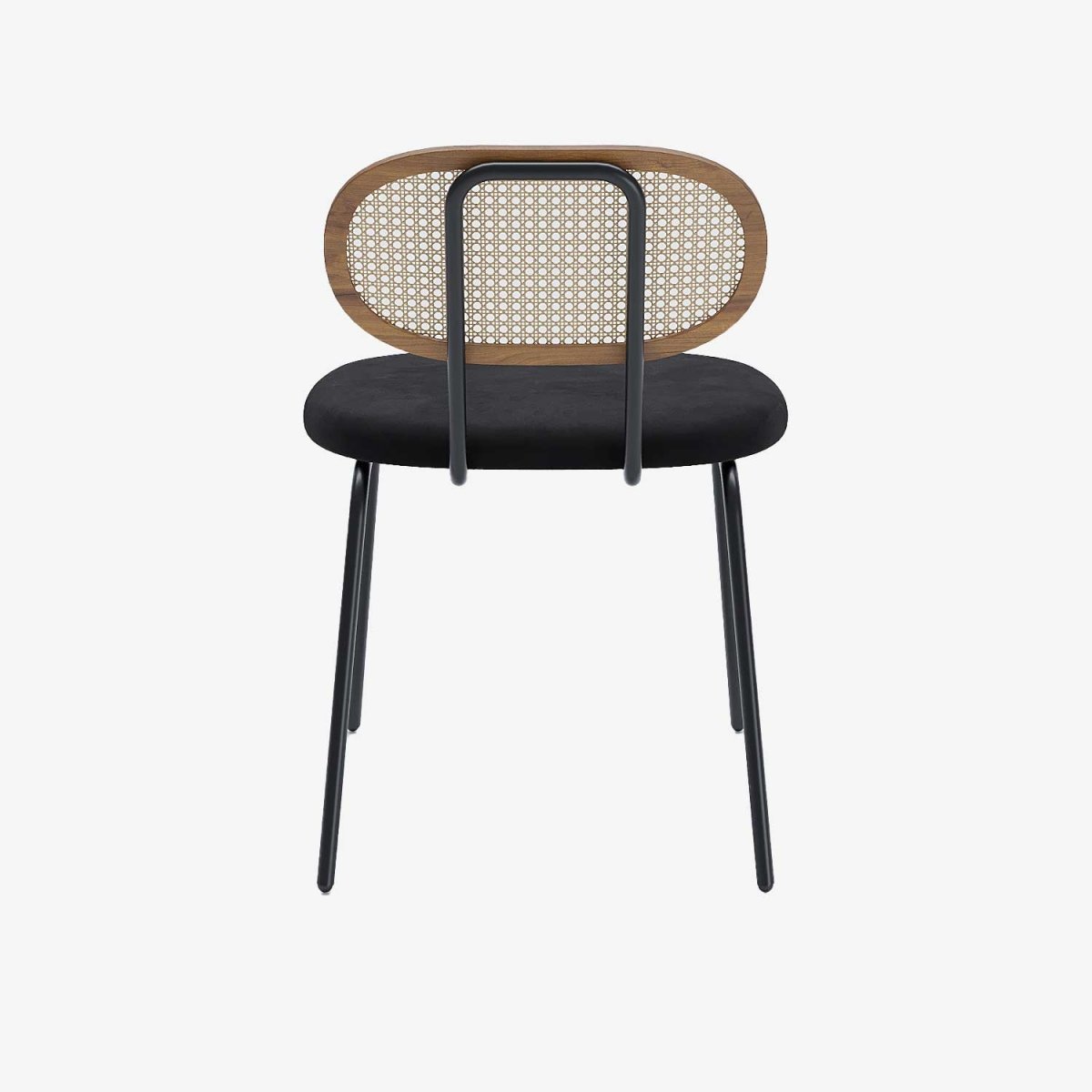 Lot de 2 chaises en rotin et velours noir Gabrielle