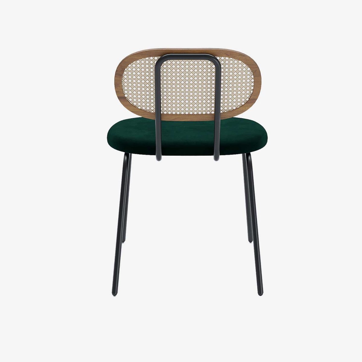 Lot de 2 chaises en rotin et velours vert Gabrielle